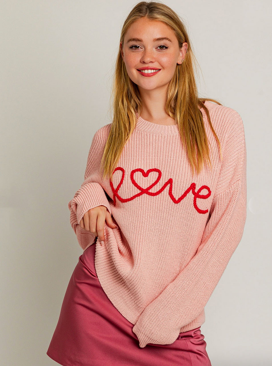 Candy Pink LOVE Sweater