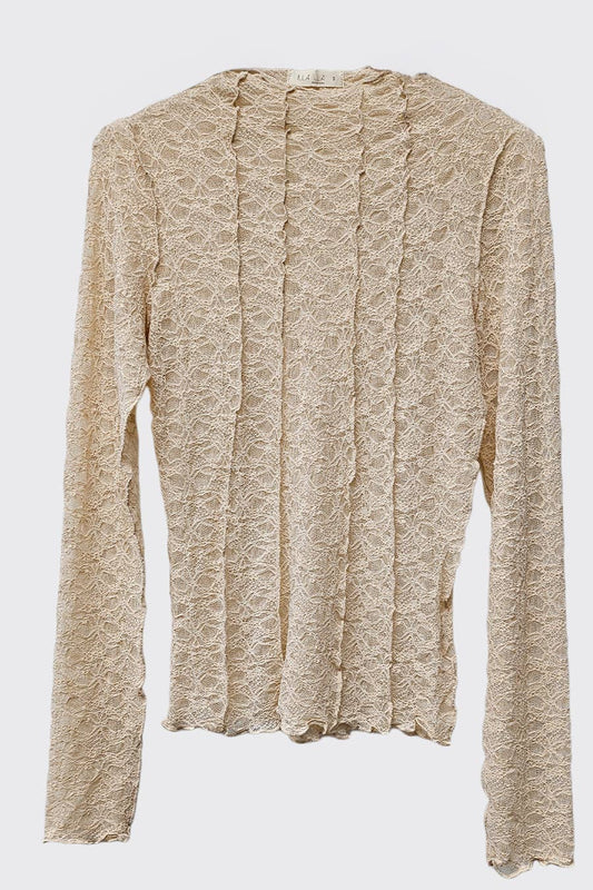 cream lace top with white background
