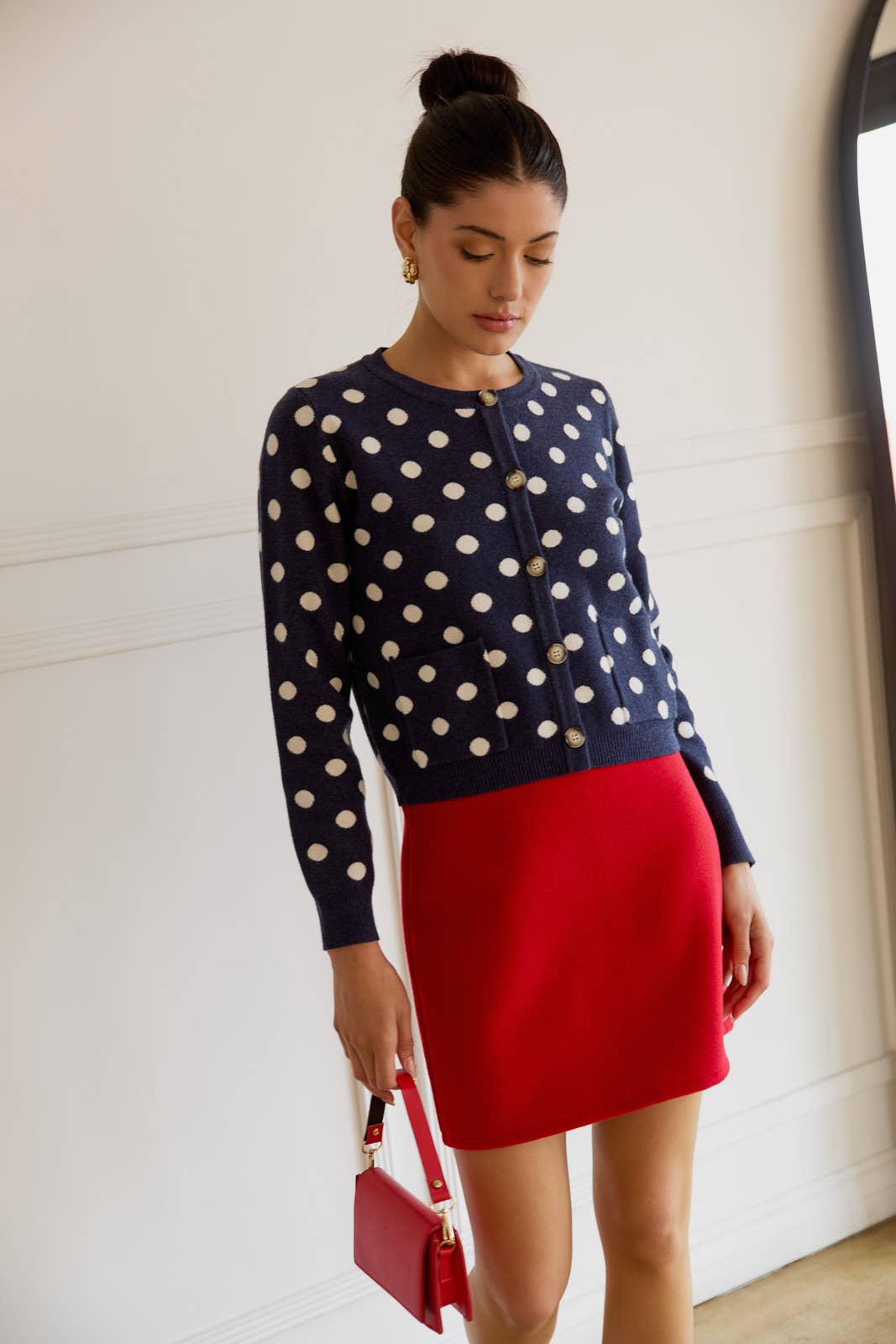 Navy Polka Dot Cardigan