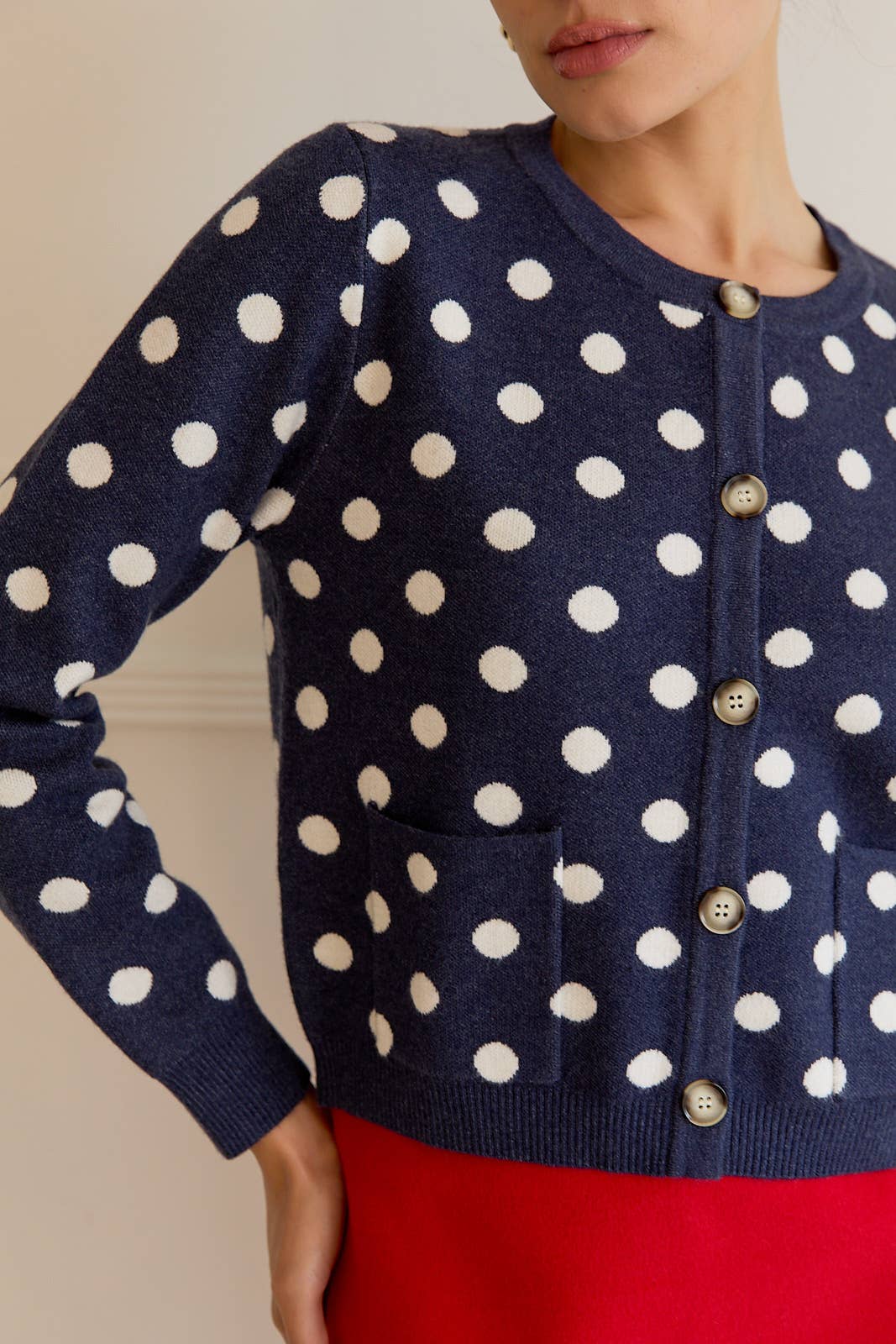 Navy Polka Dot Cardigan