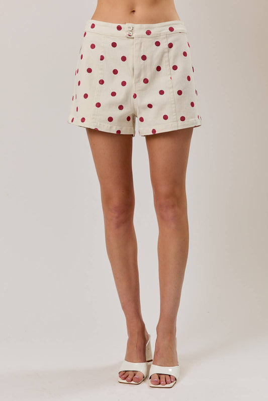 Red Polka Dot Denim Shorts - Jade Creek Boutique