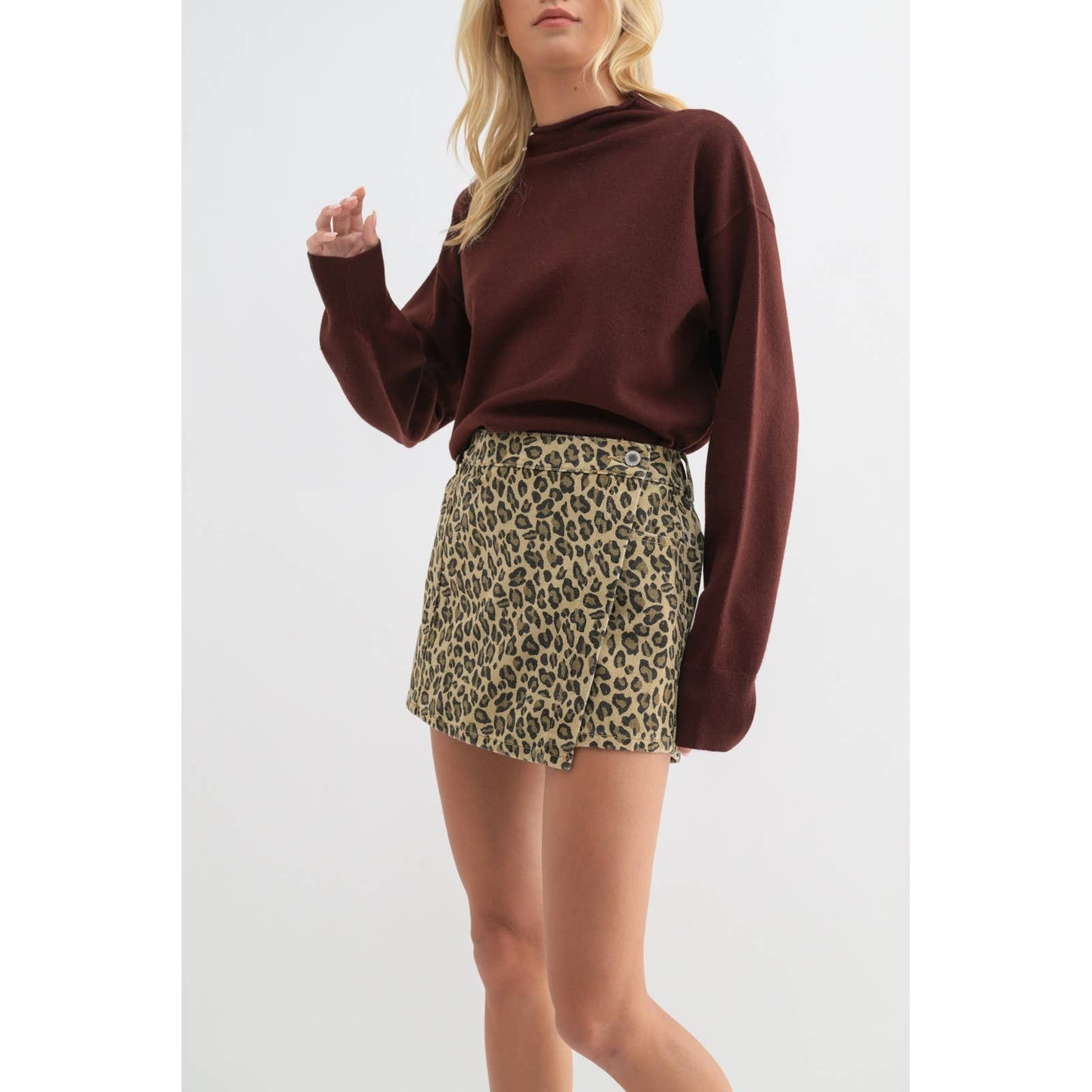 Leopard Wrap Front Skort