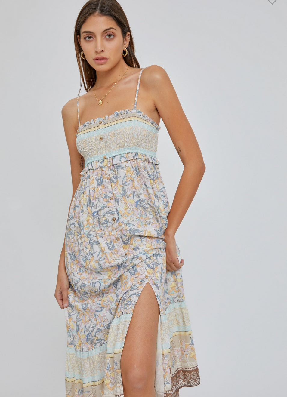 Floral Smocked Top Maxi - Jade Creek Boutique
