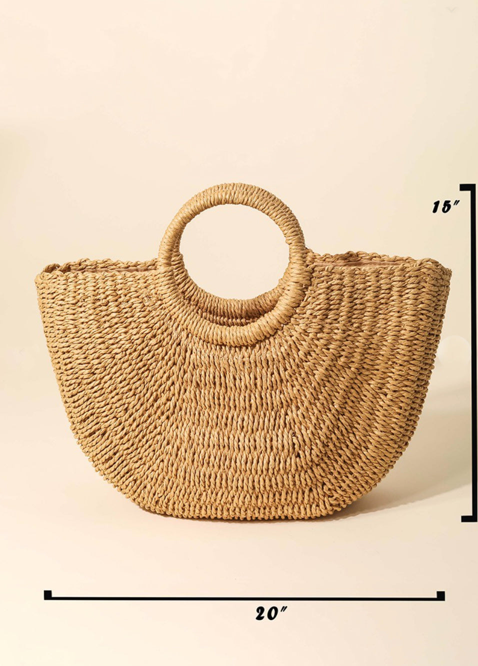 Half Moon Straw Tote, Two Colors