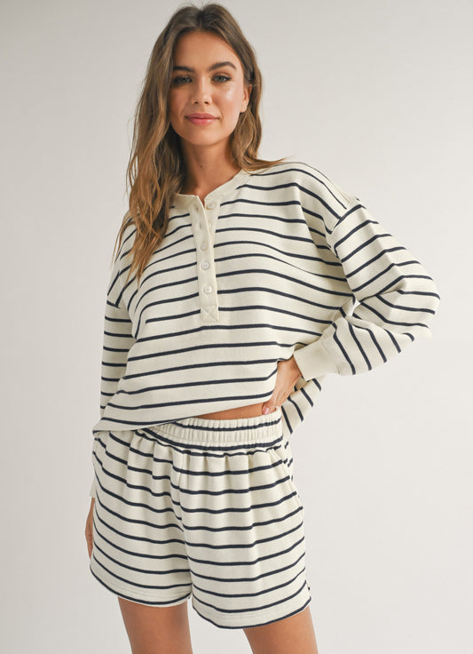 Striped Henley Pullover