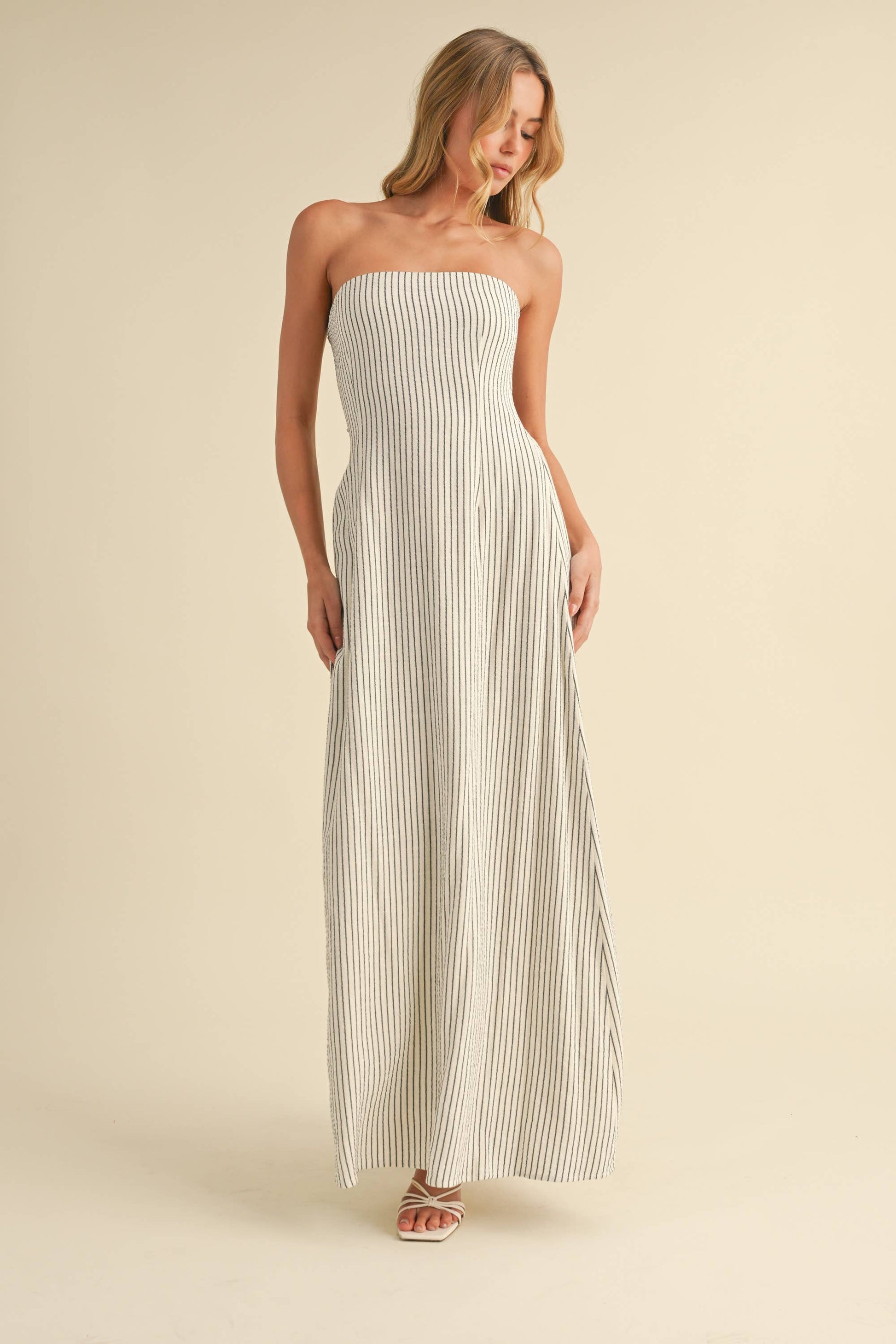 Resort Striped Tie Maxi Dress Small
