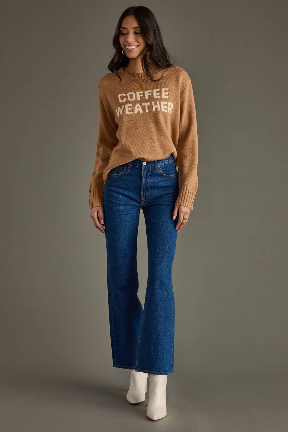 Latte COFFEE WEATHER Sweater - Jade Creek Boutique