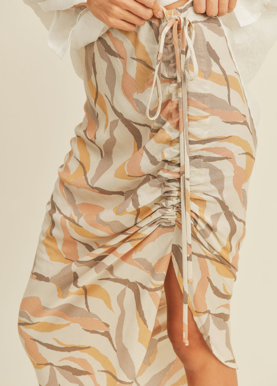 Island Foliage Ruched Skirt - RESORT COLLECTION