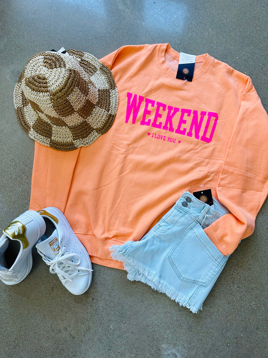 Neon WEEKEND I LOVE YOU Pullover