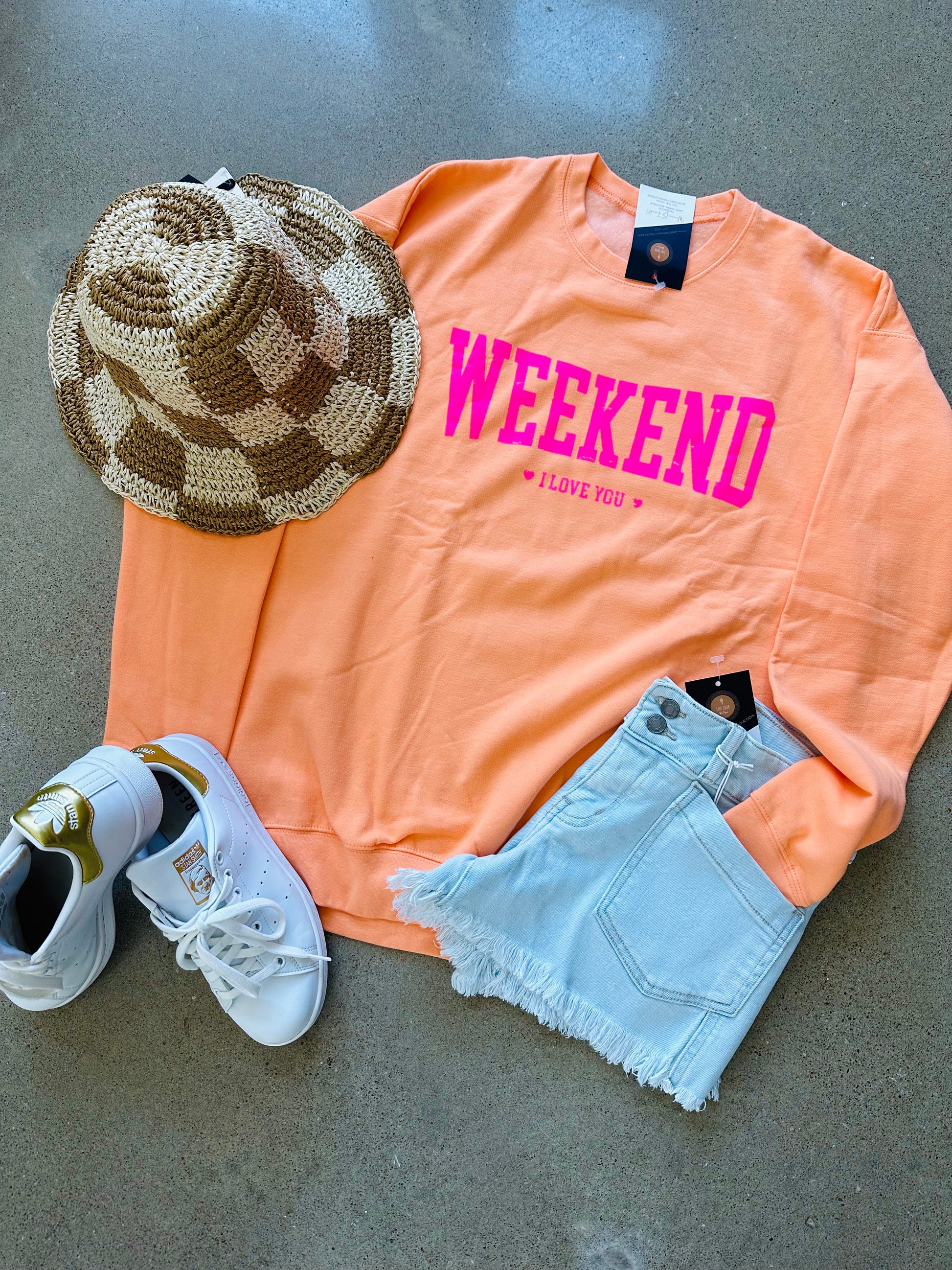 Neon WEEKEND I LOVE YOU Pullover - Jade Creek Boutique