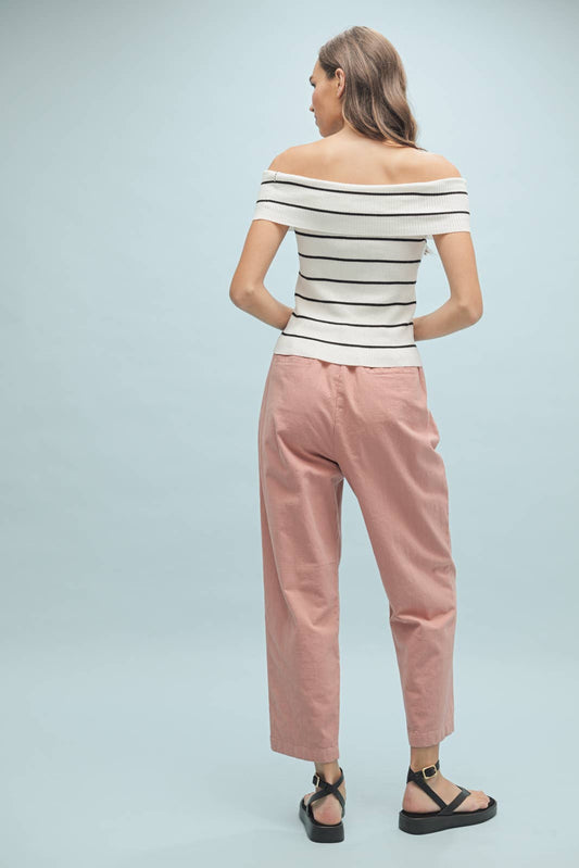 Striped Off Shoulder Knit Top