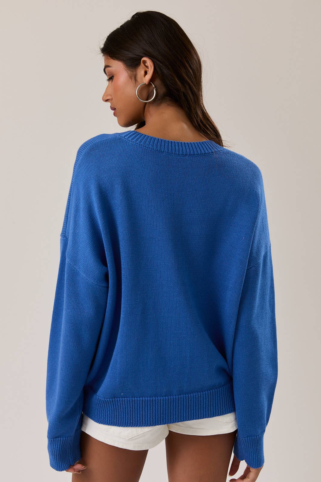 LONG SLEEVE CREW NECK HIBISCUS GRAPHIC SWEATER - Jade Creek Boutique