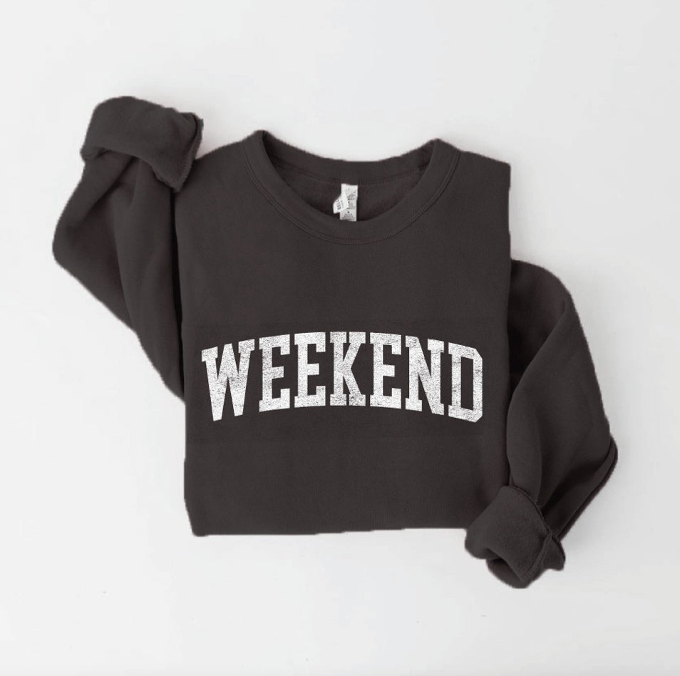 WEEKEND Sweatshirt, Two Colors - Jade Creek Boutique