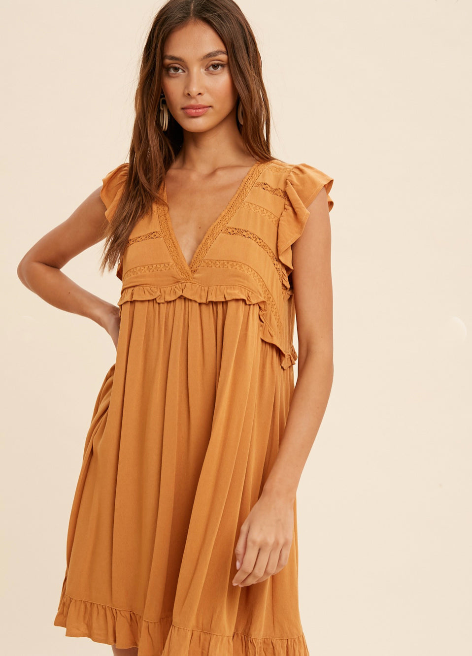 Golden Caramel Boho Babydoll - Jade Creek Boutique