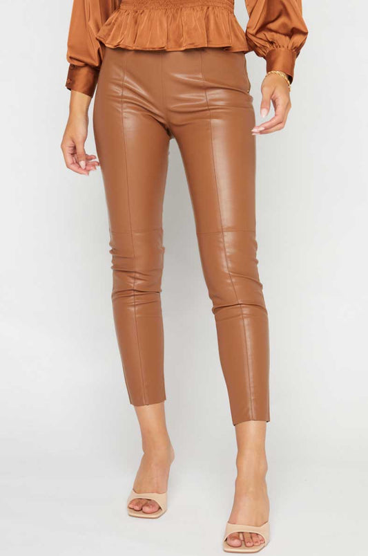 Camel Faux Leather Pants - Jade Creek Boutique