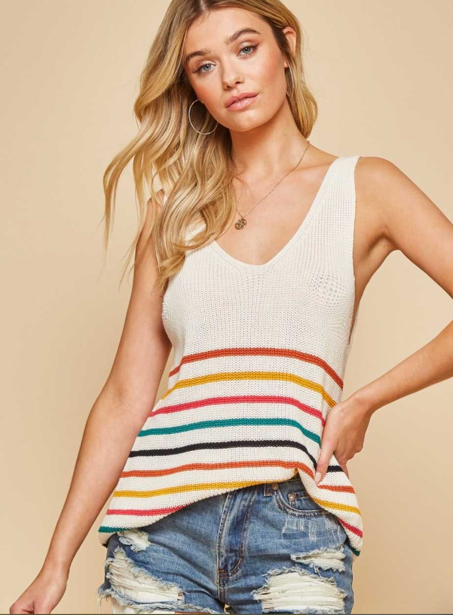 Multicolor Striped Knit Tank - Jade Creek Boutique