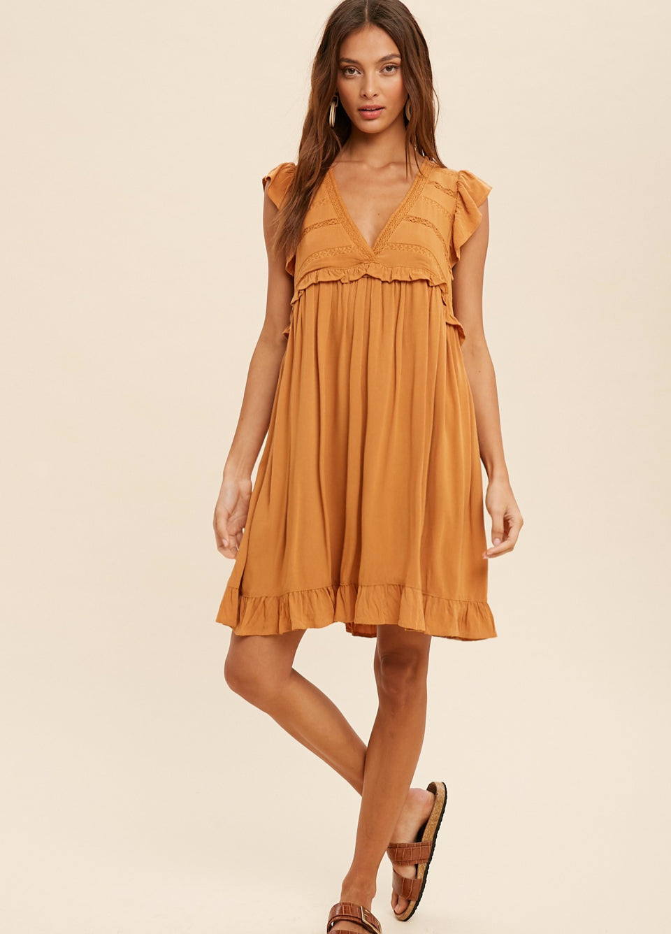 Golden Caramel Boho Babydoll - Jade Creek Boutique