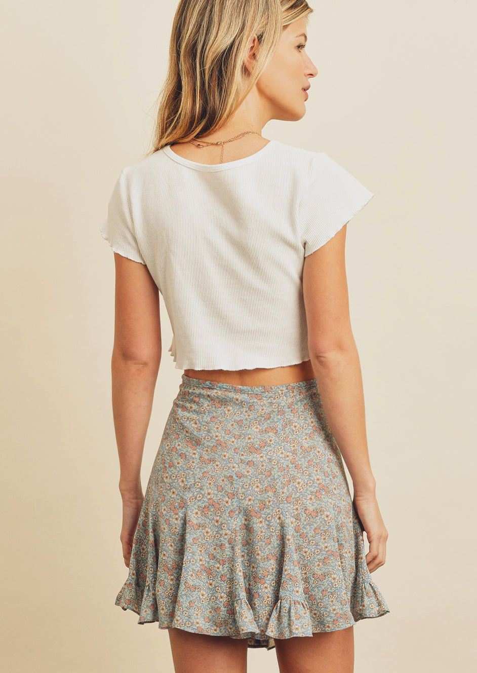 Baby Blue Floral Skirt Shorts