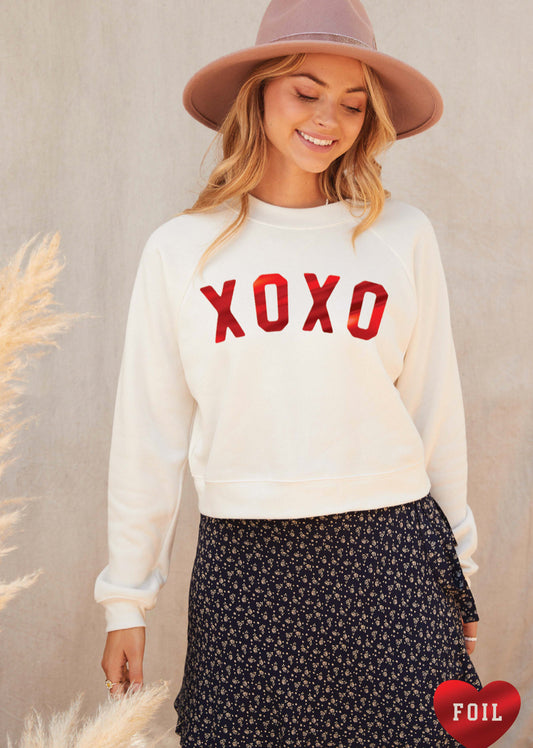 Foil XOXO Crop Sweatshirt - Jade Creek Boutique