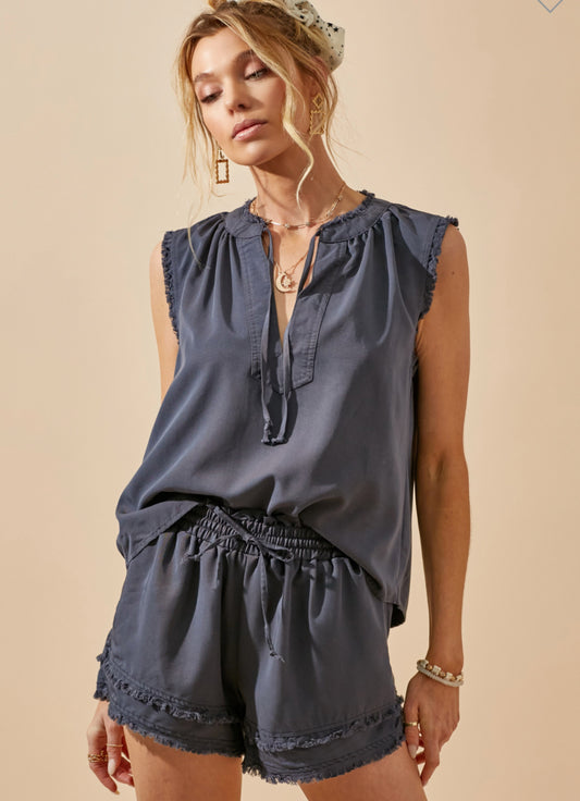 Frayed Hem Lounge Set - Jade Creek Boutique