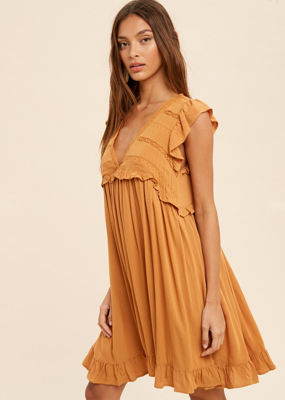Golden Caramel Boho Babydoll - Jade Creek Boutique