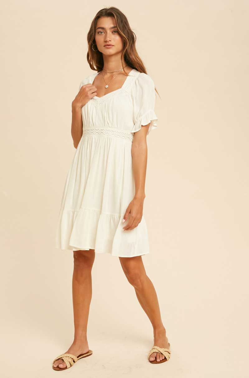 Creme Boho Sweetheart Dress - Jade Creek Boutique
