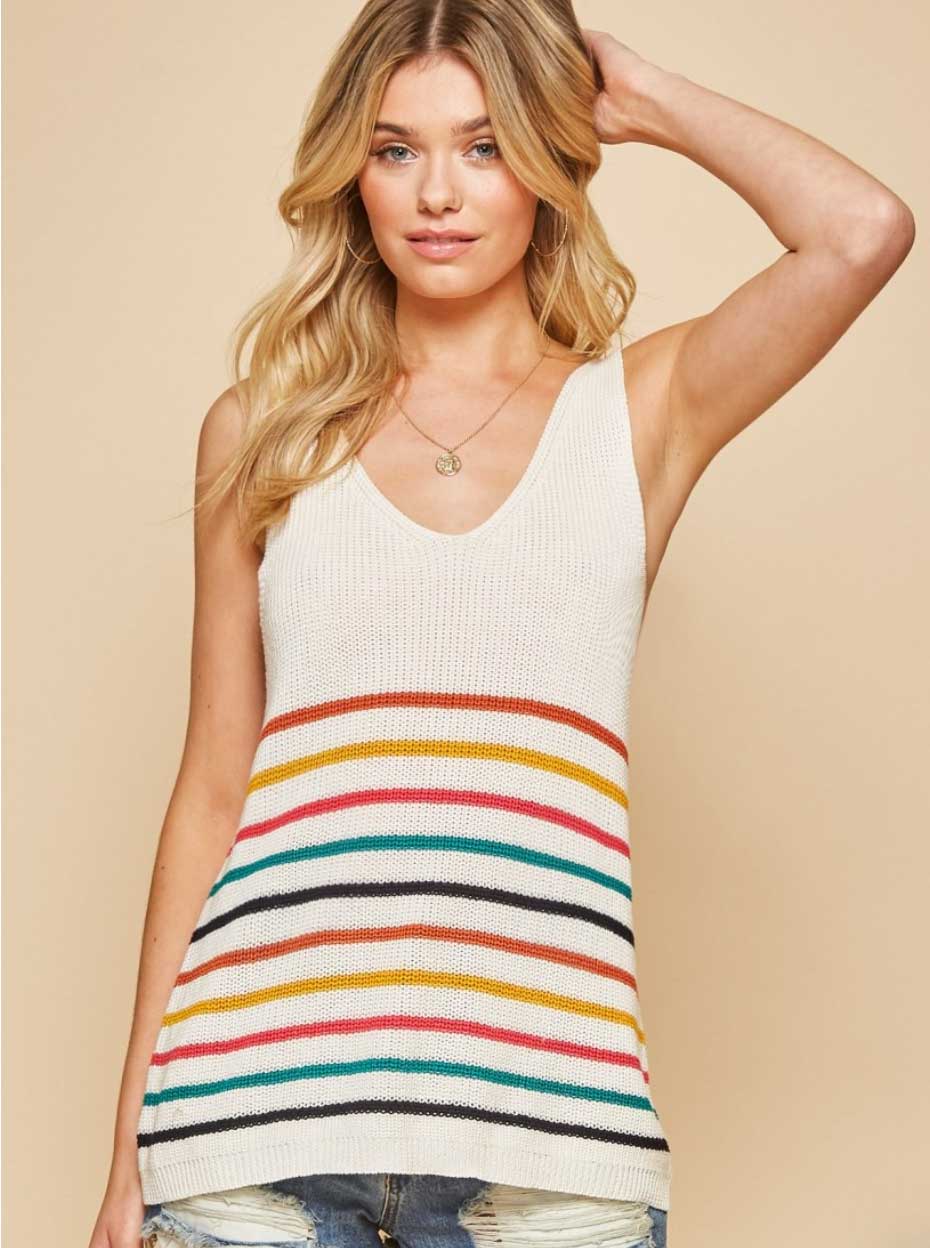 Multicolor Striped Knit Tank - Jade Creek Boutique
