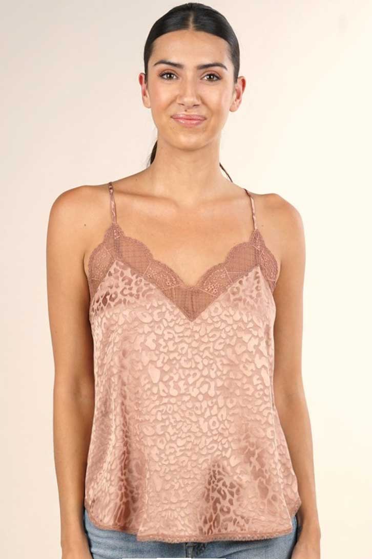 Vintage Rose Lace Leopard Cami - Jade Creek Boutique