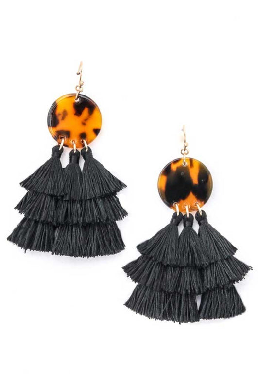 Abstract Leopard Tassel Earrings, Two Colors - Jade Creek Boutique