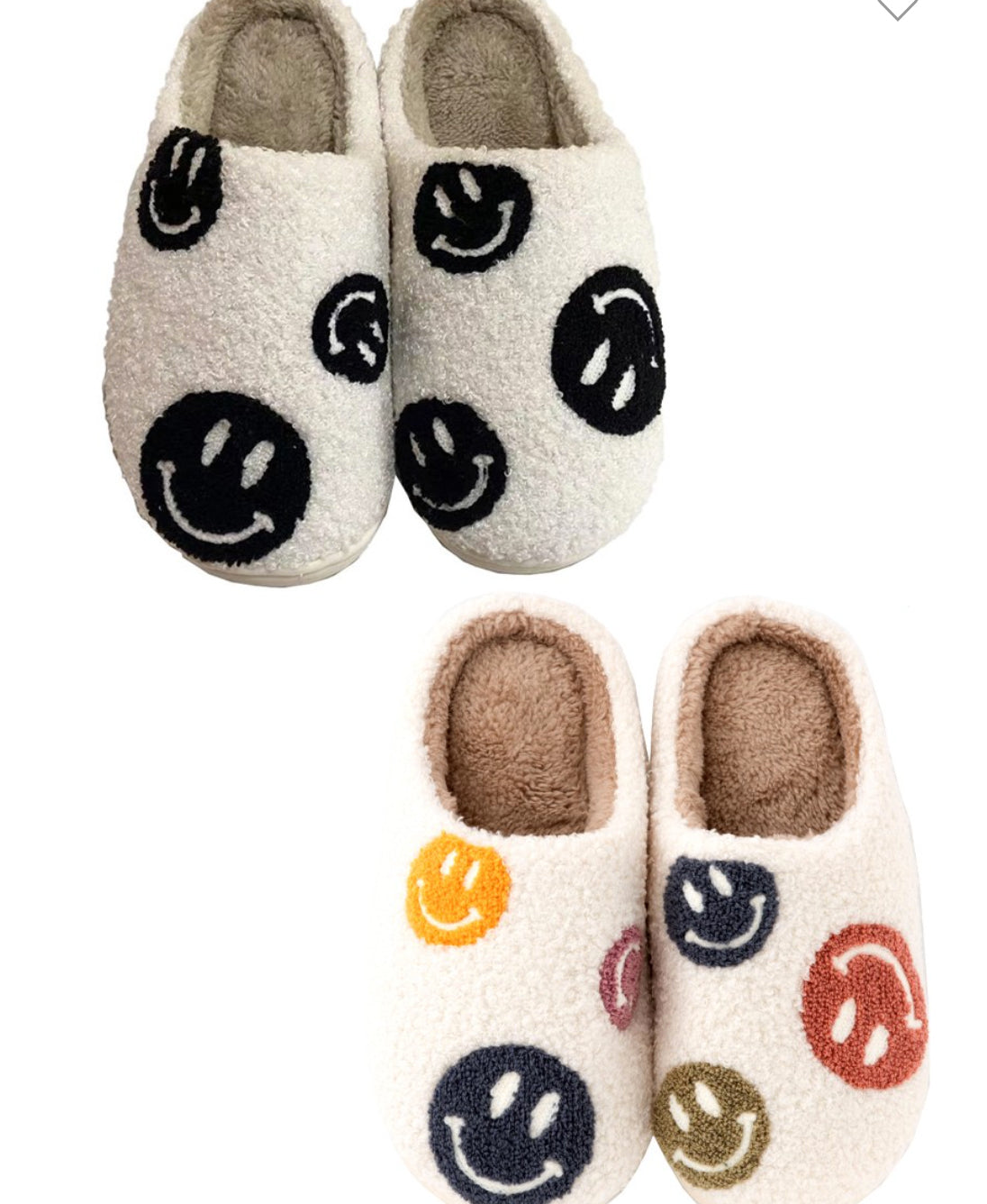 Multi Happy Face Slippers, Two Colors