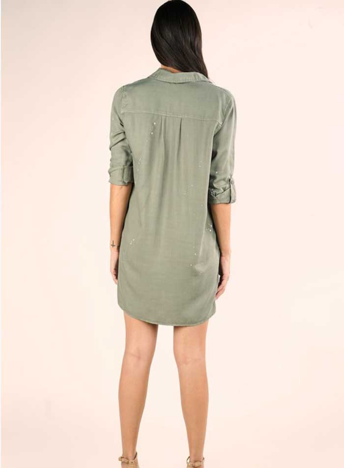 Olive Denim Tencel Shirtdress Small Olive Denim Tencel Shirtdress Small