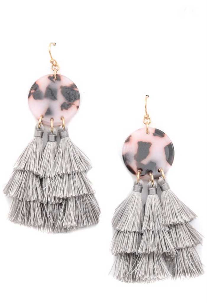 Abstract Leopard Tassel Earrings, Two Colors - Jade Creek Boutique