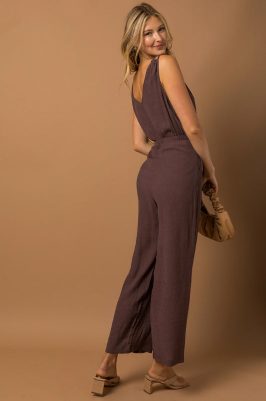 Red Bean Belted Jumpsuit
