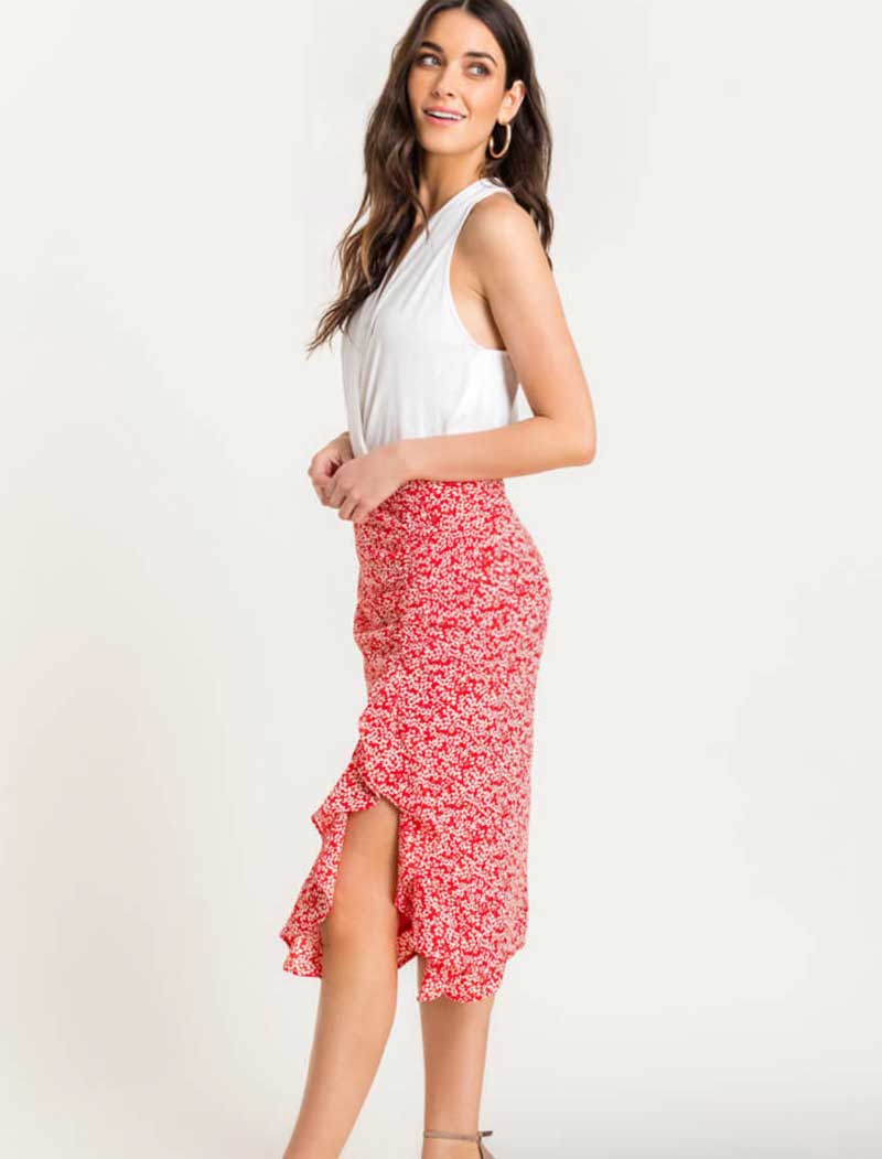Side Split Floral Ruffle Skirt - RESORT COLLECTION - Jade Creek Boutique