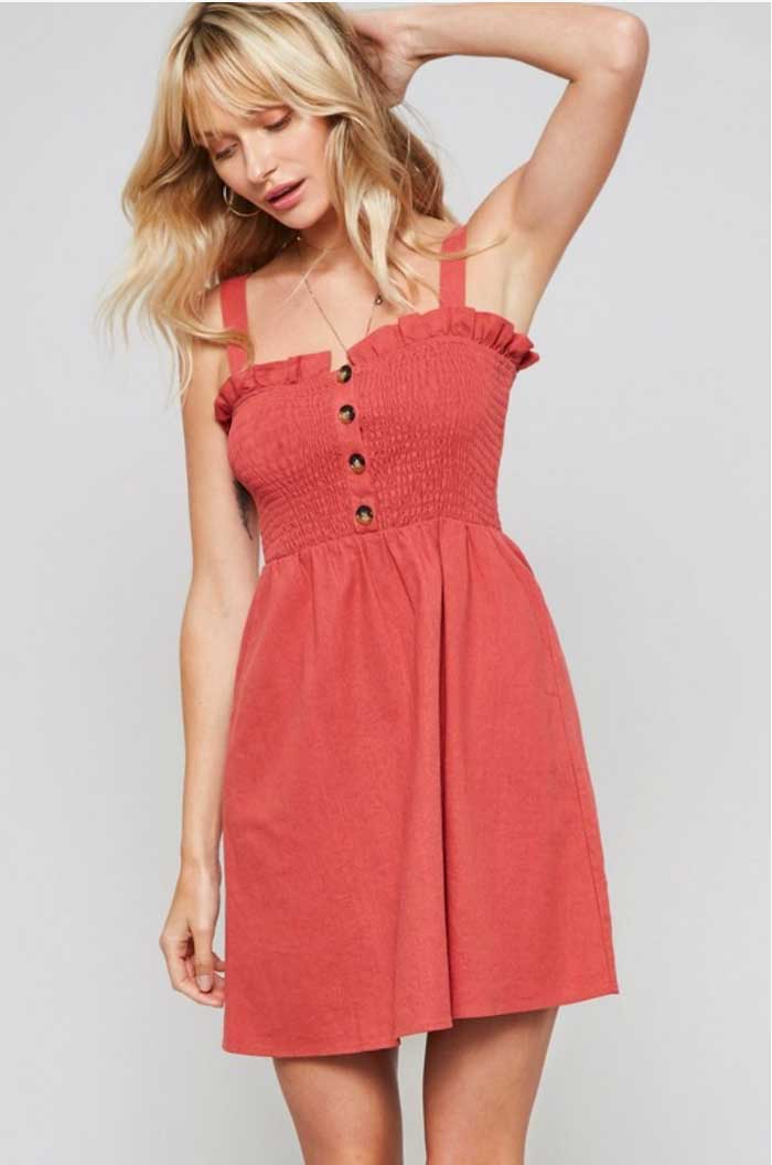 Red Clay Smocked Top Dress - Jade Creek Boutique