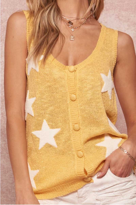 Sunflower Star Sleeveless Knit Top - Jade Creek Boutique
