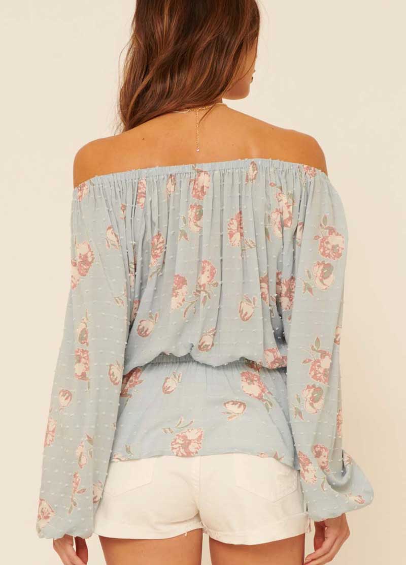 Floral Swiss Dot Off Shoulder Top - Jade Creek Boutique