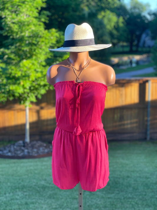 Watermelon Off Shoulder Romper - Jade Creek Boutique