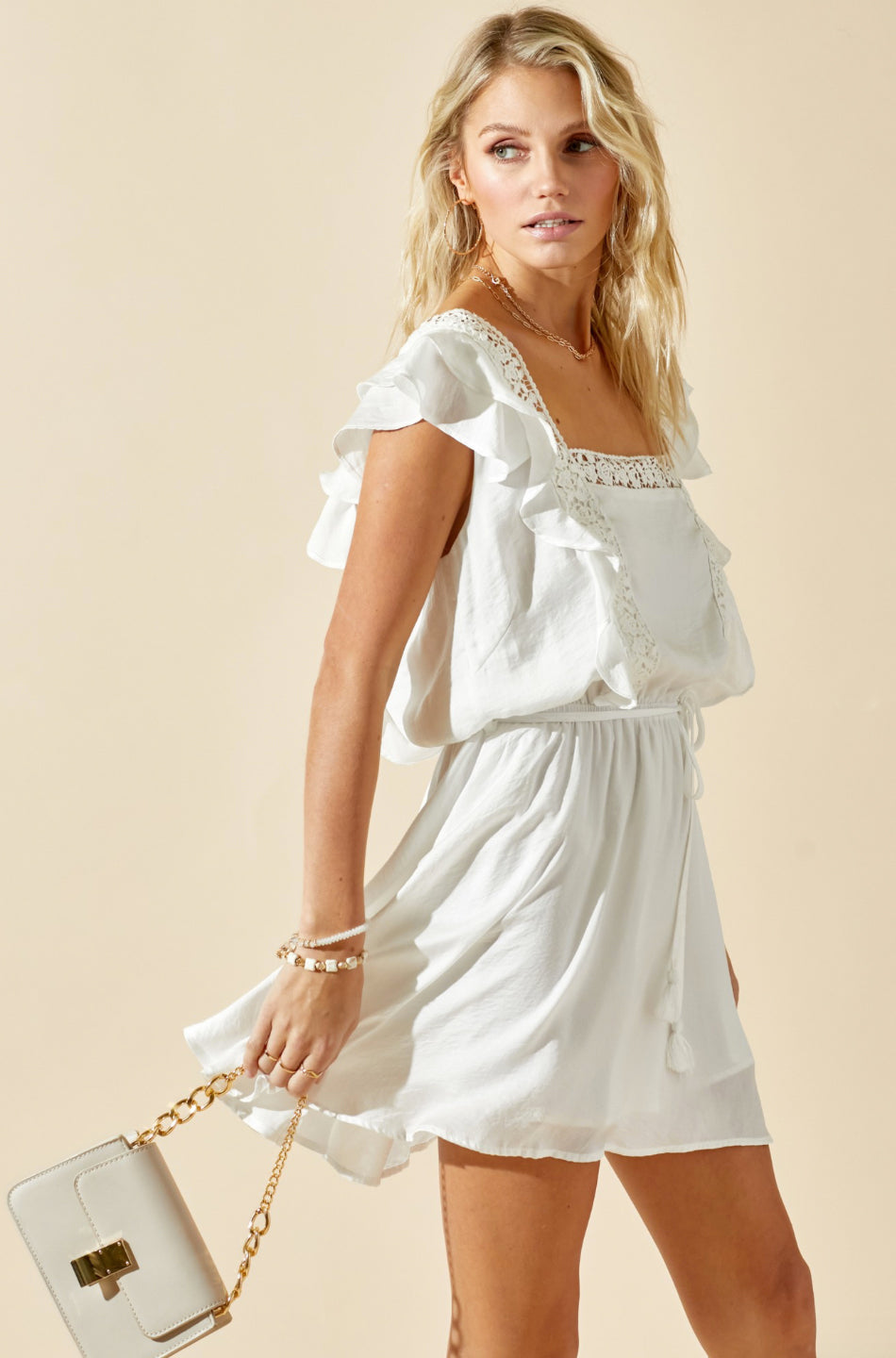 Crochet & Lace Flutter Dress Medium