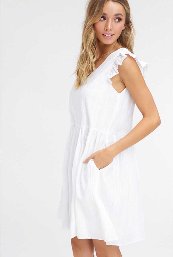 White Bohemian Babydoll Dress - Jade Creek Boutique
