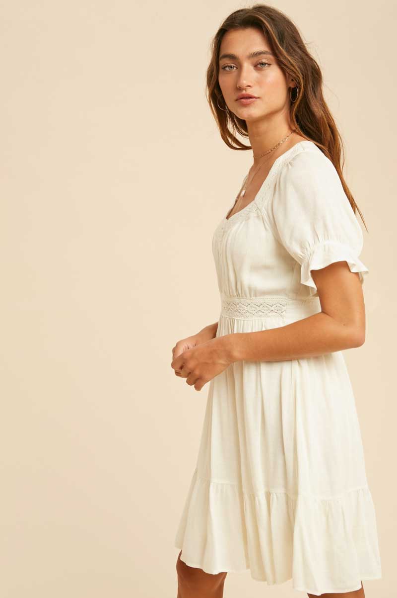 Creme Boho Sweetheart Dress - Jade Creek Boutique